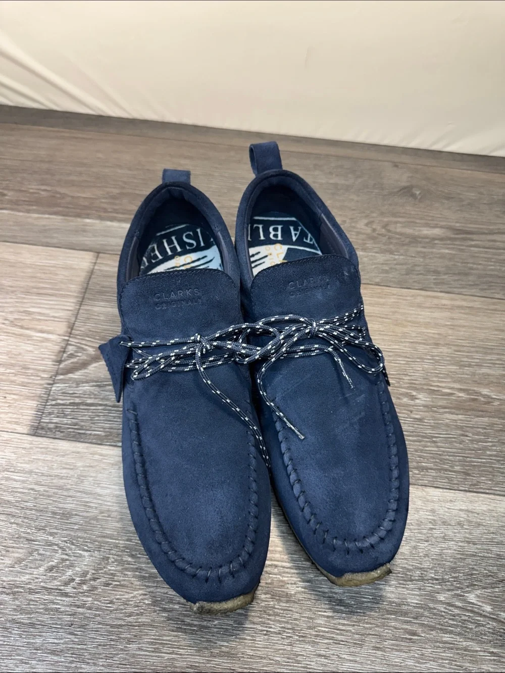 Clarks Originals Navy Suede  Lace-Up Shoes men’s sz 14